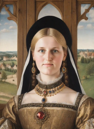 portrait of christi,tudor,gothic portrait,portrait of a girl,joan of arc,zamek malbork,girl in a historic way,queen of hearts,bornholmer margeriten,woman holding pie,portrait of a woman,mary-gold,the prophet mary,girl with bread-and-butter,mary 1,the girl's face,the magdalene,romantic portrait,elizabeth i,east-european shepherd,Photography,Natural