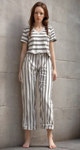 stripped leggings,mime,plus-size model,horizontal stripes,mime artist,female model,stripes,3d figure,girl in overalls,zebra,female doll,proportions,porcelaine,striped,one-piece garment,striped background,fashion doll,png transparent,model train figure,silphie,Photography,Realistic