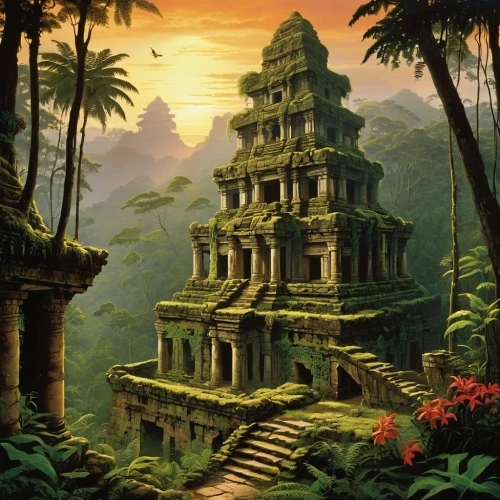 maya civilization,maya city,temples,ancient city,asian architecture,tropical house,ancient buildings,ancient house,artemis temple,the ruins of the,step pyramid,vietnam,ancient civilization,stone pagoda,the ancient world,temple fade,temple,tower of babel,cambodia,stone palace,Illustration,Retro,Retro 18