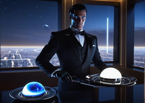 concierge,bellboy,saucer,night administrator,watchmaker,steam machines,spy-glass,top hat,crystal ball,centrepiece,executive toy,ball fortune tellers,business icons,gentleman icons,man with a computer,orrery,futuristic,hotel man,business man,random access memory,Illustration,American Style,American Style 01