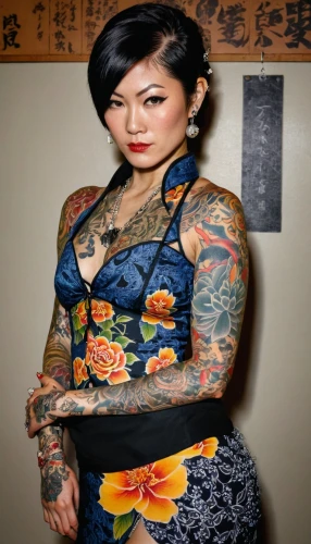 tattoo girl,oriental girl,floral japanese,tattoo expo,geisha girl,japanese woman,geisha,sleeve,mari makinami,with tattoo,tattooed,oriental princess,asian woman,su yan,tattoo artist,asian vision,mukimono,tattoos,hung yen,vintage asian,Conceptual Art,Oil color,Oil Color 17