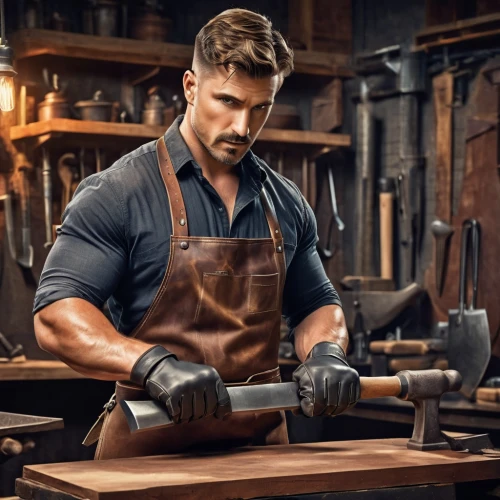 craftsman,blacksmith,gunsmith,a carpenter,handyman,woodworker,tradesman,carpenter,blue-collar worker,tinsmith,mechanic,craftsmen,rivet gun,metalsmith,bench grinder,woodworking,working hands,plumber,repairman,metalworking hand tool,Conceptual Art,Sci-Fi,Sci-Fi 24