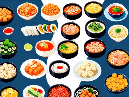 food collage,korean cuisine,korean chinese cuisine,sushi plate,korean food,food icons,banchan,sushi roll images,osechi,korean royal court cuisine,sushi art,sushi set,korean side dish,japanese food,asian food,food platter,sushi rolls,sushi japan,japanese cuisine,asian cuisine,Illustration,Japanese style,Japanese Style 06