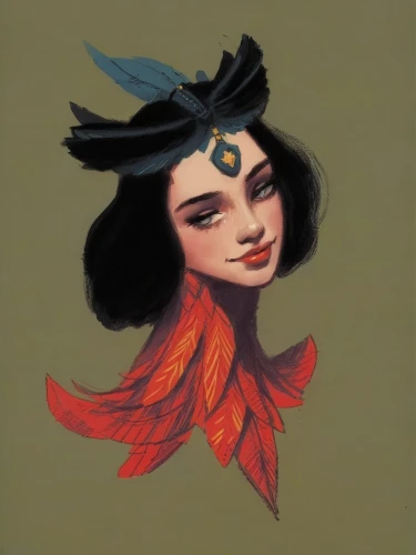 mulan,geisha girl,art deco woman,geisha,tiger lily,flapper,dita,jaya,oriental princess,jasmine,moana,vanessa (butterfly),widow flower,widow,rosella,wonderwoman,fantasia,headdress,witch's hat icon,crow queen,Conceptual Art,Daily,Daily 08