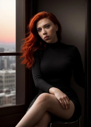 redhair,red head,fiery,red-haired,black widow,red hair,redheaded,redhead,femme fatale,redheads,orange color,sofia,sitting on a chair,orange,greta oto,splendor,redhead doll,ginger rodgers,elegant,windowsill,Common,Common,Photography