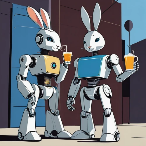robots,robotics,droids,boba,bot training,minibot,robotic,robot combat,drinking party,bots,business icons,robot,soft robot,anthropomorphized animals,beverages,evangelion eva 00 unit,bot,asterales,bunnies,two types of beer,Illustration,Vector,Vector 01