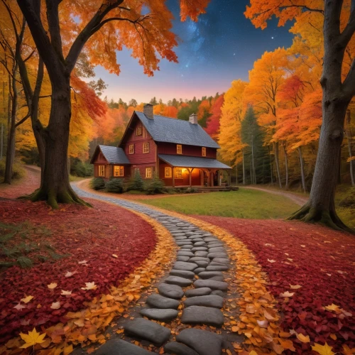 fall landscape,autumn landscape,autumn background,autumn scenery,autumn idyll,home landscape,vermont,colors of autumn,autumn camper,red barn,house in the forest,fall foliage,autumn morning,country cottage,autumn forest,cottage,autumn theme,new england,autumn decoration,autumn colors,Photography,General,Cinematic