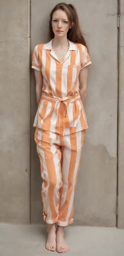 prisoner,cloth doll,orange robes,girl in cloth,female doll,orange,dress doll,onesie,jumpsuit,one-piece garment,girl with cloth,pajamas,wooden doll,it,a wax dummy,murcott orange,mime,striped background,pjs,straw doll,Photography,Natural