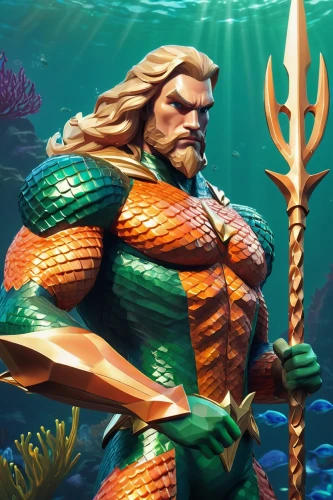 aquaman,god of the sea,sea god,merman,poseidon,sea man,coral guardian,mergus,poseidon god face,merfolk,marine animal,aquanaut,el mar,aquatic herb,greyskull,version john the fisherman,sea devil,male elf,ocean background,underwater background,Unique,3D,Low Poly