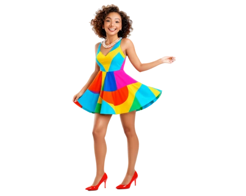 fashion vector,colorful bleter,colorfulness,sewing pattern girls,retro paper doll,dress form,party dress,afro american girls,colourful,cocktail dress,vibrant color,sheath dress,one-piece garment,gradient mesh,advertising figure,women's clothing,women clothes,doll dress,a girl in a dress,girl on a white background,Illustration,Japanese style,Japanese Style 19
