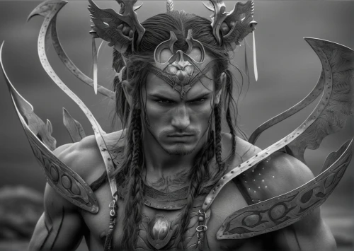 male elf,yi sun sin,shaman,kos,dark elf,daemon,poseidon god face,shiva,warlord,fantasy warrior,warrior,thracian,elven,lone warrior,tribal chief,male character,vax figure,yuvarlak,female warrior,the warrior,Photography,General,Realistic