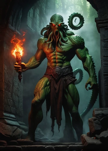 death god,dodge warlock,medusa gorgon,paysandisia archon,gorgon,patrol,rotglühender poker,kraken,cawl,minotaur,druid,yuvarlak,magic grimoire,tzimmes,magus,xanthosoma,shaman,shaper,sea god,hinnom,Illustration,Realistic Fantasy,Realistic Fantasy 26