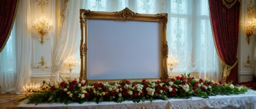 wedding decoration,floral decorations,flower frames,wedding frame,stage curtain,decorative frame,the throne,rococo,royal interior,napoleon iii style,interior decor,flower frame,floral arrangement,ornate room,altar of the fatherland,wedding decorations,floral frame,throne,curtain,flowers frame,Photography,General,Fantasy