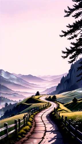 landscape background,purple landscape,mountain road,rural landscape,winding road,country road,salt meadow landscape,home landscape,watercolor background,mountain landscape,background vector,cartoon video game background,mountain scene,winding roads,rolling hills,hills,long road,landscape nature,nature landscape,mountainous landscape,Illustration,Black and White,Black and White 30