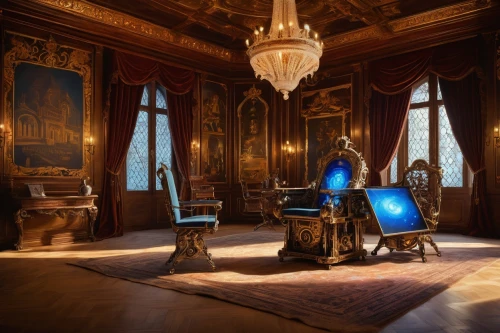 ornate room,royal interior,blue room,napoleon iii style,universal exhibition of paris,louvre,crown palace,royal castle of amboise,versailles,europe palace,louvre museum,catherine's palace,the living room of a photographer,château de chambord,the throne,danish room,grand master's palace,great room,blue lamp,interior decor,Photography,Documentary Photography,Documentary Photography 36
