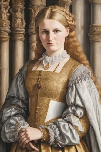 portrait of a girl,millicent fawcett,portrait of christi,elizabeth nesbit,portrait of a woman,victorian lady,lilian gish - female,woman holding pie,girl in a historic way,young woman,gothic portrait,young lady,girl with bread-and-butter,girl with cloth,angel moroni,joan of arc,female portrait,blonde woman,female doctor,vintage female portrait,Digital Art,Classicism