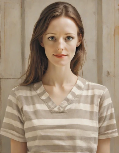 girl in t-shirt,cotton top,portrait of a girl,striped background,horizontal stripes,portrait background,british actress,young woman,liberty cotton,daisy jazz isobel ridley,lilian gish - female,in a shirt,girl with cereal bowl,polo shirt,pale,stripes,the girl's face,girl portrait,tee,pretty young woman,Digital Art,Poster