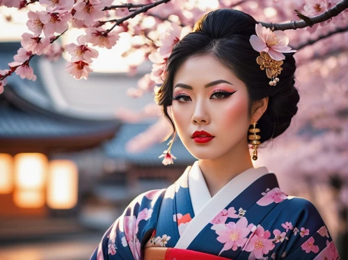 geisha,geisha girl,japanese woman,oriental girl,oriental princess,japanese floral background,japanese cherry,plum blossoms,floral japanese,japanese culture,japanese cherry blossom,sakura blossom,cherry blossom japanese,apricot blossom,japanese kawaii,mulan,japanese cherry blossoms,kimono,japanese,mukimono,Illustration,Realistic Fantasy,Realistic Fantasy 25