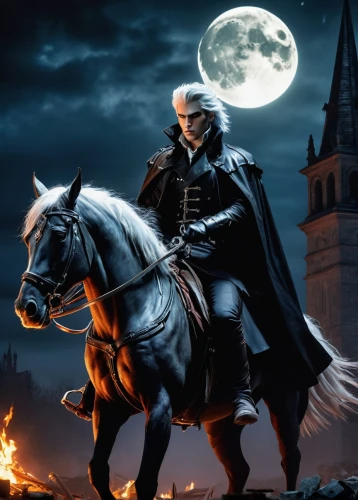 witcher,horseman,bronze horseman,fantasy picture,carpathian,horsemen,man and horses,king of the ravens,constantinople,heroic fantasy,transylvania,black horse,vladimir,massively multiplayer online role-playing game,prussian,game illustration,horseback,fantasy art,halloween background,night watch,Art,Classical Oil Painting,Classical Oil Painting 26