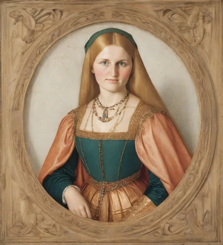 portrait of a girl,portrait of a woman,child portrait,young woman,girl in a wreath,tudor,portrait of christi,art nouveau frame,gothic portrait,vintage female portrait,young lady,girl with bread-and-butter,girl with cloth,diademhäher,iulia hasdeu castle,woman holding pie,lilian gish - female,female portrait,girl portrait,wood frame,Digital Art,Classicism