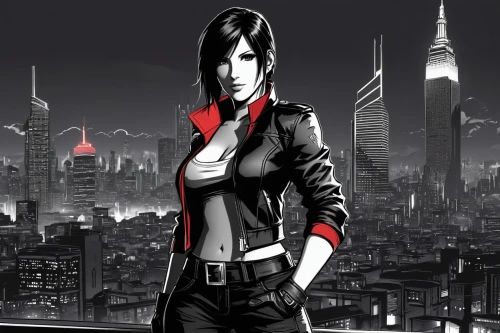 game illustration,action-adventure game,mobile video game vector background,black city,android game,sci fiction illustration,red background,background image,spy visual,background images,croft,black widow,red,femme fatale,red hood,agent 13,game art,spy,portrait background,yukio,Illustration,Black and White,Black and White 04