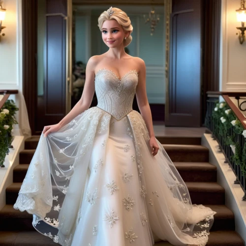 bridal dress,blonde in wedding dress,wedding gown,bridal party dress,wedding dress train,wedding dress,bridal clothing,wedding dresses,ball gown,bridal,mother of the bride,elsa,silver wedding,white rose snow queen,elegant,dress form,elegance,tiana,walking down the aisle,gown,Photography,General,Cinematic