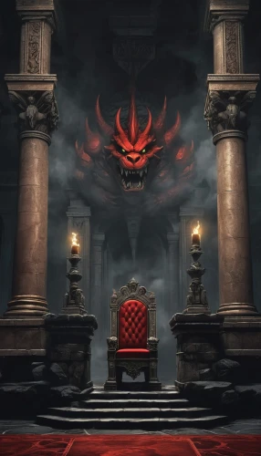 the throne,throne,hall of the fallen,pillar of fire,thrones,devil,crown of the place,devil wall,crown render,blood church,door to hell,imperator,diablo,inferno,the crown,the eternal flame,red lantern,shrine,cauldron,hunting seat,Conceptual Art,Fantasy,Fantasy 23