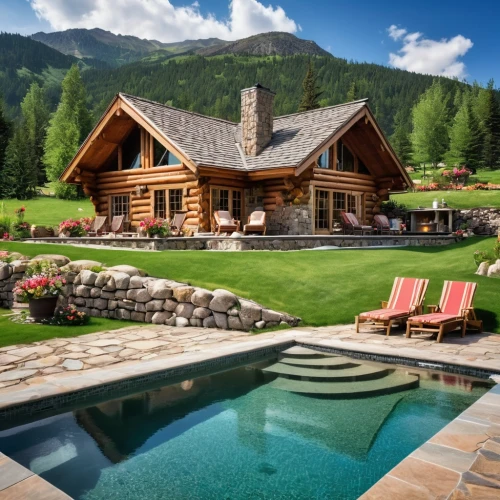 pool house,chalet,house in the mountains,house in mountains,the cabin in the mountains,log home,luxury property,beautiful home,luxury home,alpine style,holiday villa,log cabin,summer cottage,outdoor pool,summer house,house with lake,private house,home landscape,roof landscape,country house