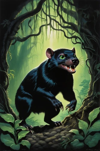 tasmanian devil,bush rat,beaver rat,mustelid,lab mouse icon,color rat,rat,spectacled bear,bradypus pygmaeus,rat na,sun bear,ursa,black bears,masked shrew,monkey island,game illustration,rataplan,chimpanzee,marsupial,american black bear,Illustration,Realistic Fantasy,Realistic Fantasy 21