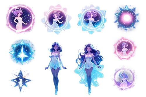 fairy galaxy,mermaid vectors,galaxy types,glass signs of the zodiac,ice queen,fairy tale icons,the snow queen,zodiacal signs,crystals,celestial bodies,five elements,flora abstract scrolls,orbs,fairies,crystalline,fairy lanterns,zodiac sign libra,spirits,blue enchantress,astral traveler,Unique,Design,Character Design