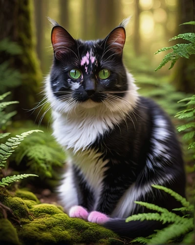 norwegian forest cat,calico cat,magpie cat,hollyleaf cherry,cat portrait,forest animal,american shorthair,american bobtail,domestic short-haired cat,cat vector,perched on a log,brindle cat,japanese bobtail,pink cat,animal feline,breed cat,blue eyes cat,blossom kitten,maincoon,cartoon cat,Art,Artistic Painting,Artistic Painting 32