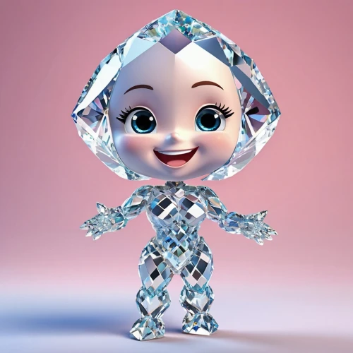 ice princess,ice queen,the snow queen,elsa,frozen,chrystal,icemaker,ice,crystal,suit of the snow maiden,ice crystal,crystalline,icy,rhinestone,cubic zirconia,diamond,diamondoid,snowflake background,cute cartoon character,iced,Unique,3D,3D Character