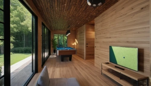 wood window,wooden sauna,timber house,cabin,billiard room,modern room,sliding door,inverted cottage,wooden wall,cubic house,modern decor,room divider,wood mirror,wooden house,laminated wood,western yellow pine,wooden windows,wood floor,smart home,interior modern design