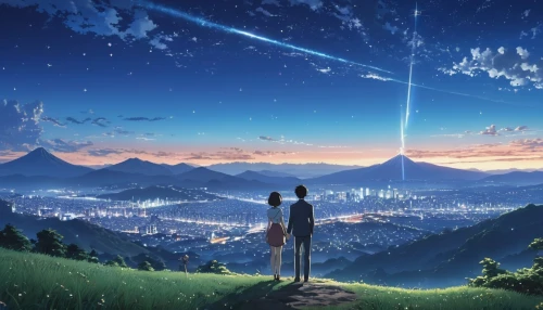 dream world,studio ghibli,travelers,earth rise,starry sky,world end,star sky,the horizon,valerian,parallel world,other world,tobacco the last starry sky,stargazing,skywatch,falling stars,world wonder,beyond,shooting stars,sky city,would a background,Photography,General,Realistic
