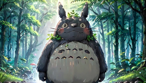 my neighbor totoro,studio ghibli,forest animal,rabbit owl,mountain cottontail,gray hare,wild rabbit,cottontail,hare trail,wood rabbit,hare of patagonia,woodland animals,eastern cottontail,rabbit,field hare,audubon's cottontail,forest animals,snowshoe hare,anthropomorphized animals,brown rabbit,Anime,Anime,General