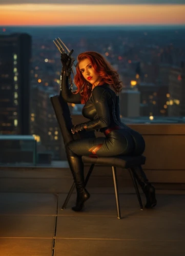 black widow,scarlet witch,rooftop,top of the rock,on the roof,catwoman,spy,marvels,above the city,spy visual,rooftops,spy-glass,daredevil,clary,roof top,avenger,super heroine,dark suit,cg artwork,captain marvel,Photography,General,Realistic