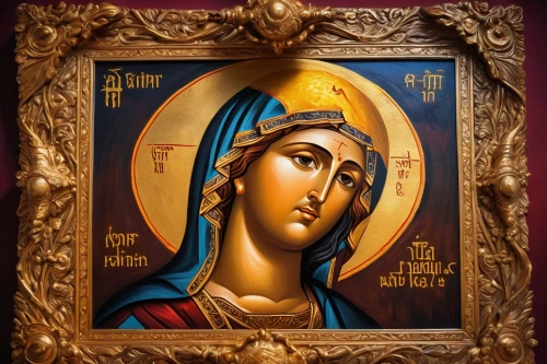 the prophet mary,to our lady,greek orthodox,medicine icon,seven sorrows,ancient icon,mary 1,jesus in the arms of mary,mary-gold,icon magnifying,byzantine,art nouveau frame,decorative frame,copper frame,nativity of jesus,gold frame,orthodoxy,sacred art,gold stucco frame,benediction of god the father,Illustration,Realistic Fantasy,Realistic Fantasy 43