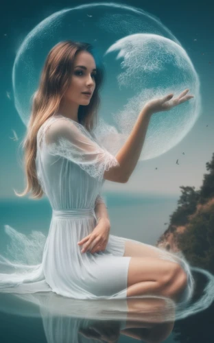 fantasy picture,mermaid background,photomanipulation,photo manipulation,photoshop manipulation,crystal ball-photography,world digital painting,aquarius,the sea maid,image manipulation,fantasy portrait,mystical portrait of a girl,girl with a dolphin,fantasy art,water nymph,crystal ball,dreams catcher,divine healing energy,siren,horoscope libra,Photography,Artistic Photography,Artistic Photography 07