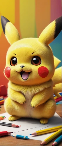 pikachu,pika,pixaba,pokémon,pokemon,cute cartoon character,anime 3d,knuffig,abra,children's background,surprised,crayon background,3d rendered,eyup,colored crayon,sticky note,3d model,rainbow pencil background,pen,uganda,Illustration,Realistic Fantasy,Realistic Fantasy 17