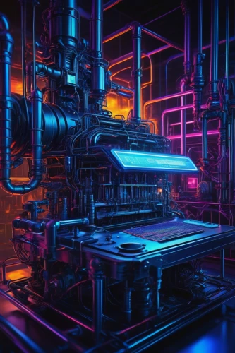 cinema 4d,mechanical,computer art,3d render,refinery,machinery,industrial plant,neon coffee,heavy water factory,machine,turbographx,cyberpunk,power plant,graphic card,b3d,factories,cyclocomputer,futuristic,4k wallpaper,powerplant,Conceptual Art,Daily,Daily 28