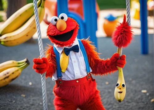 mascot,bert,the mascot,sesame street,ernie,annual fair,piñata,loro park,the suit,kids party,beaker,anthropomorphized animals,black pete,scarlet macaw,tie,big bird,animals play dress-up,muppet,suit actor,panko,Illustration,Paper based,Paper Based 04