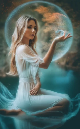 fantasy picture,mystical portrait of a girl,water nymph,aquarius,divine healing energy,zodiac sign libra,mermaid background,crystal ball,fantasy portrait,crystal ball-photography,world digital painting,fantasy art,divination,horoscope libra,watery heart,the sea maid,the zodiac sign pisces,mirror of souls,sorceress,libra,Photography,Artistic Photography,Artistic Photography 07