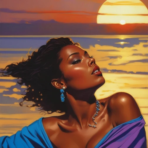 african american woman,african woman,beautiful african american women,black woman,oil painting on canvas,world digital painting,sun of jamaica,afro-american,soulful,afro american,radiance,black women,oil on canvas,sarah vaughan,romantic portrait,afroamerican,afro american girls,digital painting,sunset glow,girl on the dune,Conceptual Art,Fantasy,Fantasy 07