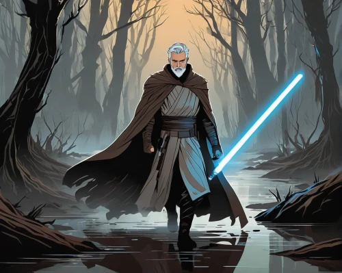 obi-wan kenobi,luke skywalker,cg artwork,jedi,lightsaber,mundi,maul,rots,vader,darth wader,imperial coat,republic,hooded man,darth vader,sw,the wanderer,vector art,starwars,star wars,would a background,Illustration,Vector,Vector 01