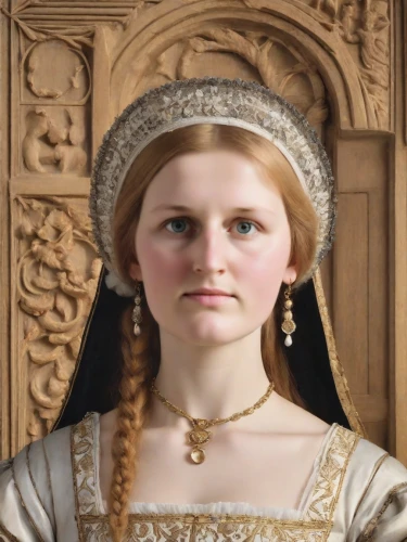 portrait of christi,cepora judith,portrait of a girl,tudor,angel moroni,diademhäher,celtic queen,eufiliya,portrait of a woman,girl in a historic way,elizabeth i,thracian,the prophet mary,gothic portrait,female face,dulzaina,young woman,female portrait,hieromonk,young lady,Digital Art,Classicism