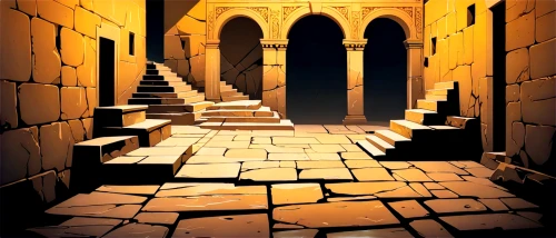 the threshold of the house,hall of the fallen,travel poster,medieval architecture,threshold,riad,ancient city,jerash,caravansary,passage,stone stairway,medieval street,castle of the corvin,umayyad palace,ancient buildings,karnak,the mystical path,arabic background,kings landing,hallway,Illustration,Vector,Vector 01