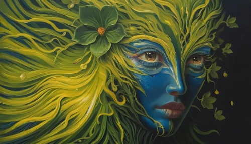 dryad,bodypainting,neon body painting,mother earth,body painting,glass painting,mother nature,flower painting,chalk drawing,bodypaint,hand painting,flora,medusa,lemon tree,oil painting on canvas,ylang-ylang,wall painting,meticulous painting,woman's face,anahata,Art,Classical Oil Painting,Classical Oil Painting 10