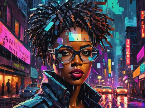 cyberpunk,world digital painting,digital art,digital painting,futuristic,cyber glasses,sci fiction illustration,urban,80s,nairobi,metropolis,colorful city,pedestrian,digital artwork,city ​​portrait,android inspired,harlem,novelist,80's design,vector illustration,Illustration,Realistic Fantasy,Realistic Fantasy 21