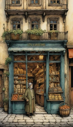 bakery,watercolor paris shops,watercolor tea shop,pastry shop,french digital background,watercolor paris,french confectionery,pâtisserie,paris cafe,pastries,watercolor shops,apothecary,greengrocer,parisian coffee,breadbasket,paris shops,montmartre,watercolor cafe,french food,grocer,Illustration,Paper based,Paper Based 29