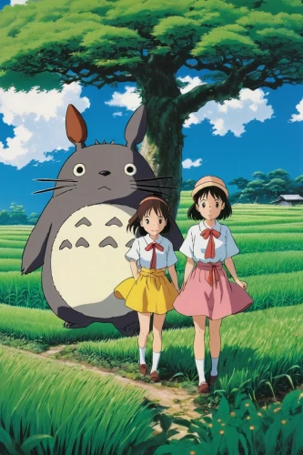 my neighbor totoro,studio ghibli,kawaii pig,bulbasaur,kawaii children,childhood friends,kawaii animals,komajirou,hiyayakko,pixaba,ori-pei,round kawaii animals,pokémon,yo-kai,pokemon,magical adventure,would a background,matsuno,kawaii snails,mow,Illustration,Japanese style,Japanese Style 18